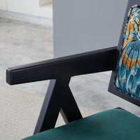 Set Of 2 Medieval Style Black Rubber Wood Dining Chairs With Armrests - Simple Natural Living Room Seating