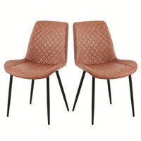 PU Leather Dining Chairs Set Of 2 Mid-Century Modern Armless Side Chairs With Metal Legs For Kitchen And Living Room Dark Grey