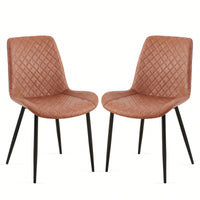 PU Leather Dining Chairs Set Of 2 Mid-Century Modern Armless Side Chairs With Metal Legs For Kitchen And Living Room Dark Grey