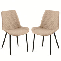 PU Leather Dining Chairs Set Of 2 Mid-Century Modern Armless Side Chairs With Metal Legs For Kitchen And Living Room Dark Grey