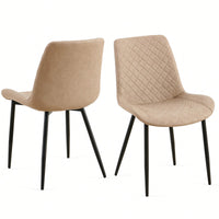 PU Leather Dining Chairs Set Of 2 Mid-Century Modern Armless Side Chairs With Metal Legs For Kitchen And Living Room Dark Grey