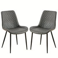 PU Leather Dining Chairs Set Of 2 Mid-Century Modern Armless Side Chairs With Metal Legs For Kitchen And Living Room Dark Grey