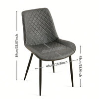PU Leather Dining Chairs Set Of 2 Mid-Century Modern Armless Side Chairs With Metal Legs For Kitchen And Living Room Dark Grey