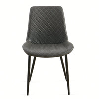 PU Leather Dining Chairs Set Of 2 Mid-Century Modern Armless Side Chairs With Metal Legs For Kitchen And Living Room Dark Grey