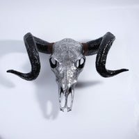 Lifelike Bone-Inspired Bull Head Wall Decor Resin Craft North American Style Home Accent