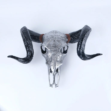 Lifelike Bone-Inspired Bull Head Wall Decor Resin Craft North American Style Home Accent