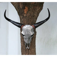 Lifelike Bone-Inspired Bull Head Wall Decor Resin Craft North American Style Home Accent