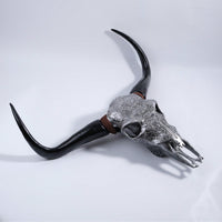 Lifelike Bone-Inspired Bull Head Wall Decor Resin Craft North American Style Home Accent