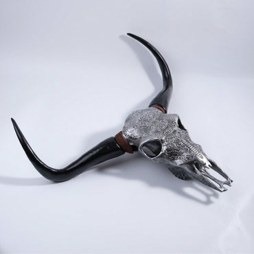 Lifelike Bone-Inspired Bull Head Wall Decor Resin Craft North American Style Home Accent
