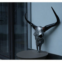 Lifelike Bone-Inspired Bull Head Wall Decor Resin Craft North American Style Home Accent