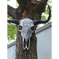 Lifelike Bone-Inspired Bull Head Wall Decor Resin Craft North American Style Home Accent