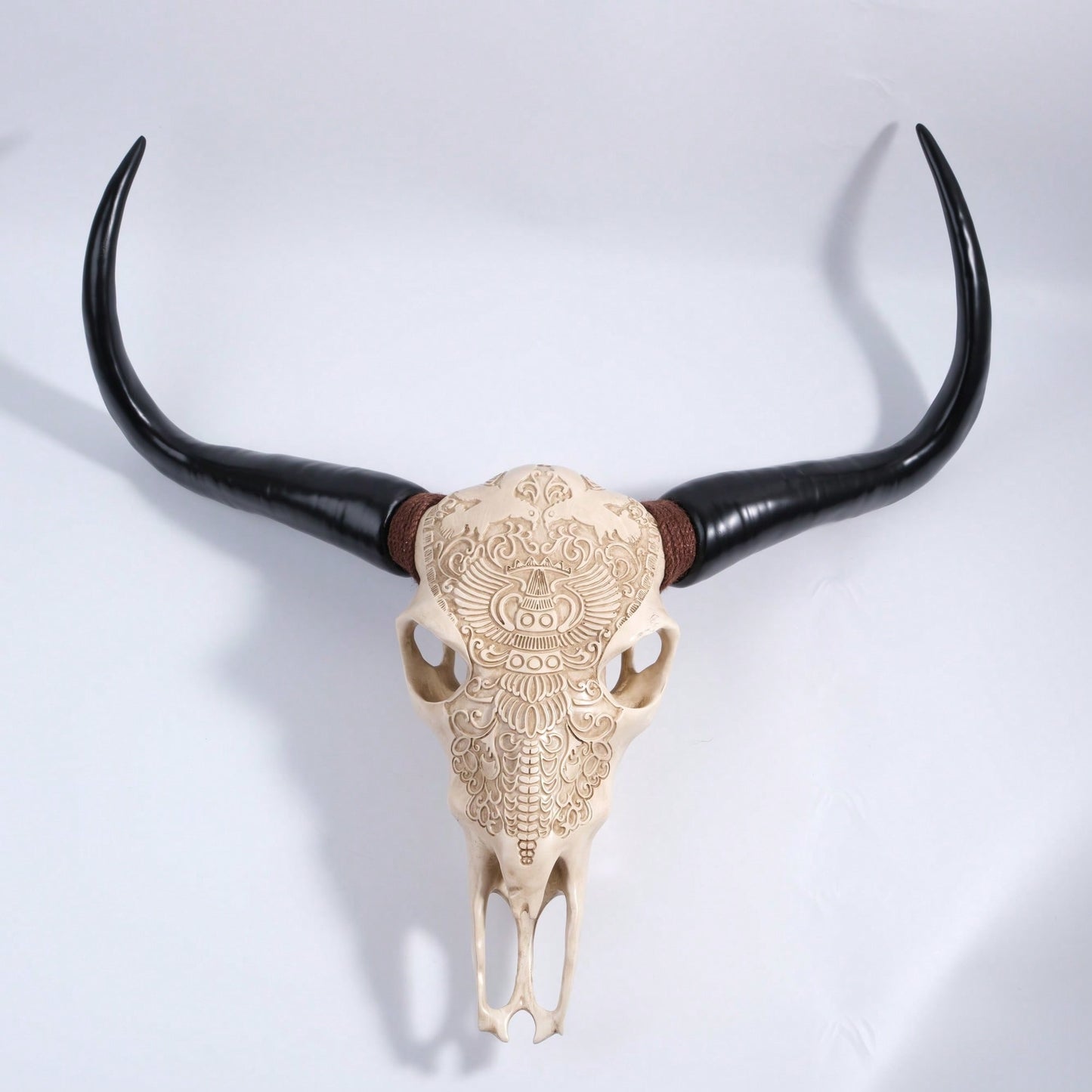 Lifelike Bone-Inspired Bull Head Wall Decor Resin Craft North American Style Home Accent