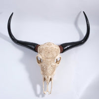 Lifelike Bone-Inspired Bull Head Wall Decor Resin Craft North American Style Home Accent