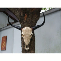 Lifelike Bone-Inspired Bull Head Wall Decor Resin Craft North American Style Home Accent