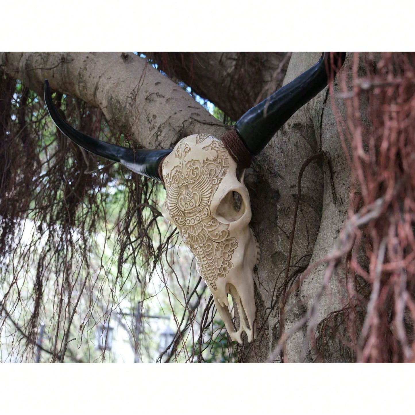 Lifelike Bone-Inspired Bull Head Wall Decor Resin Craft North American Style Home Accent
