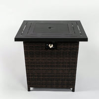 28 Inch Square Wicker Fire Pit Table For Outdoor Heating And Entertaining