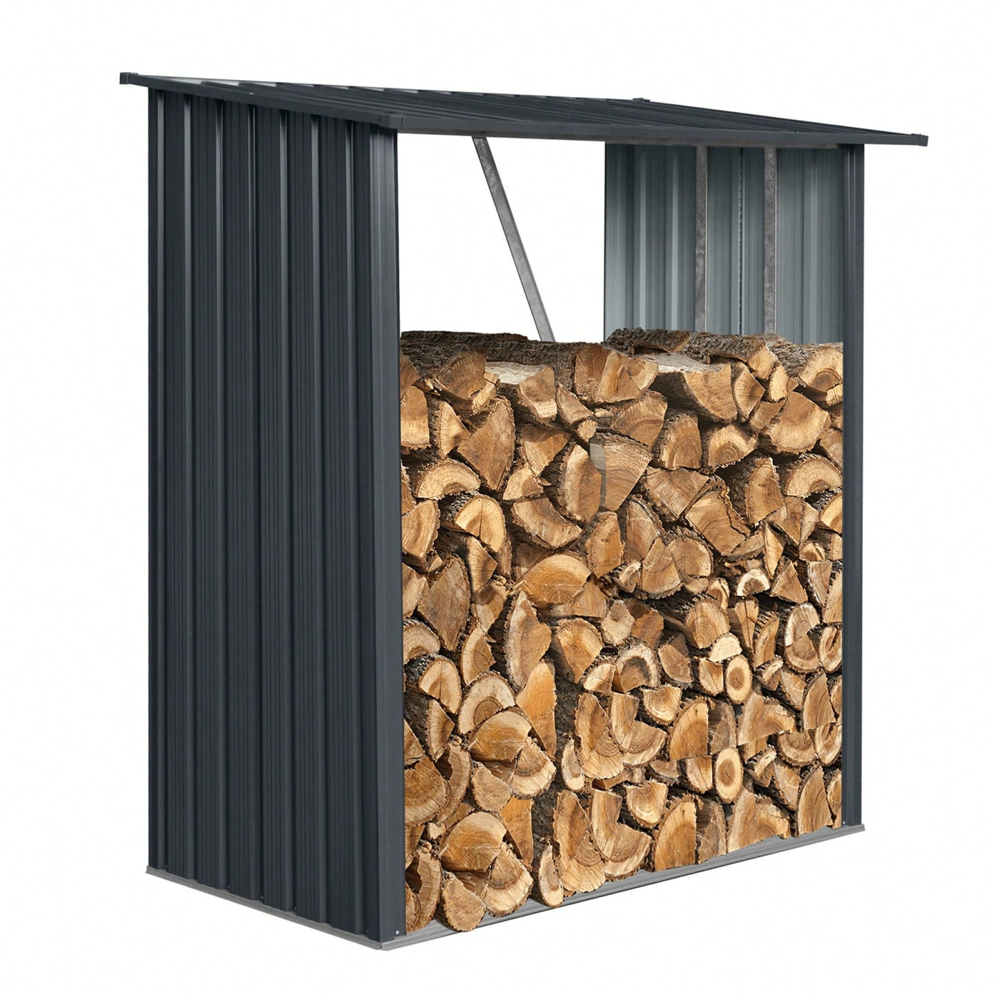 3ft X 5ft Outdoor Firewood Rack For Efficient Storage Of Firewood, Pellets, Or Lumber - Durable Open Wood Shed In Black