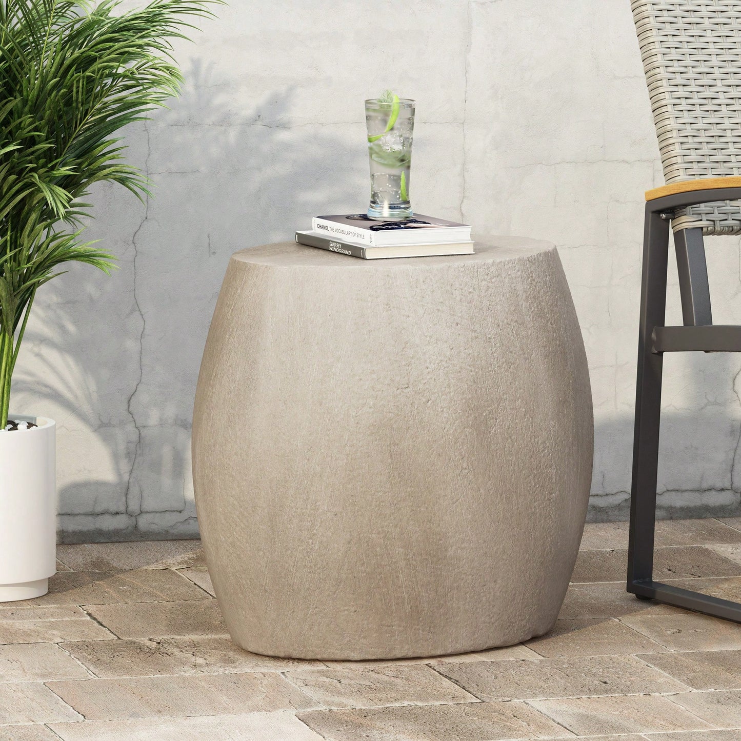 Lightweight Outdoor Concrete Side Table For Patio And Garden