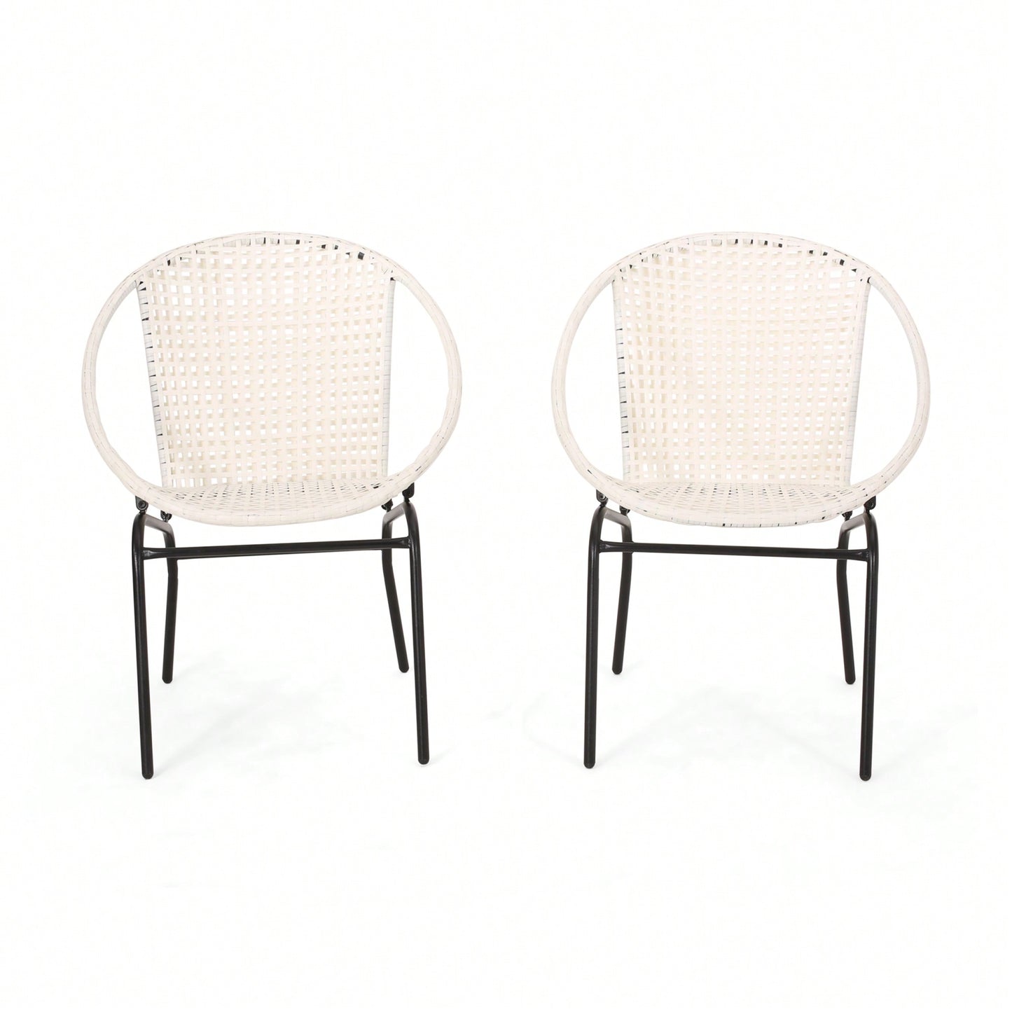 Set Of 2 Stylish Outdoor Wicker Chairs For Patio Garden Furniture