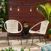 Set Of 2 Stylish Outdoor Wicker Chairs For Patio Garden Furniture