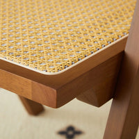 Set Of 2 Rubber Wood Dining Chairs With Rattan Weaving Armrests For Living Room Simple And Elegant Design Natural