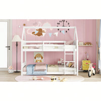 Twin Over Twin Bunk Bed With Headboards Footboards Guardrails And Ladder Rubber Wood Construction Light Grey