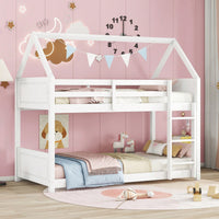 Twin Over Twin Bunk Bed With Headboards Footboards Guardrails And Ladder Rubber Wood Construction Light Grey