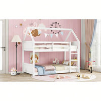 Twin Over Twin Bunk Bed With Headboards Footboards Guardrails And Ladder Rubber Wood Construction Light Grey