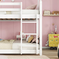 Twin Over Twin Bunk Bed With Headboards Footboards Guardrails And Ladder Rubber Wood Construction Light Grey