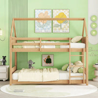 Twin Over Twin Bunk Bed With Headboards Footboards Guardrails And Ladder Rubber Wood Construction Light Grey