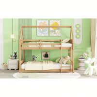 Twin Over Twin Bunk Bed With Headboards Footboards Guardrails And Ladder Rubber Wood Construction Light Grey