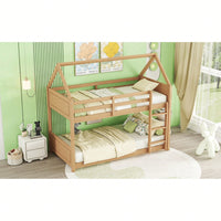 Twin Over Twin Bunk Bed With Headboards Footboards Guardrails And Ladder Rubber Wood Construction Light Grey