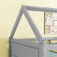 Twin Over Twin Bunk Bed With Headboards Footboards Guardrails And Ladder Rubber Wood Construction Light Grey