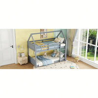 Twin Over Twin Bunk Bed With Headboards Footboards Guardrails And Ladder Rubber Wood Construction Light Grey