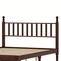 Retro White Queen Size Wood Platform Bed With Gourd Shaped Headboard And Wooden Slat Support