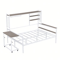 Versatile Metal Daybed With Adjustable Desk, Shelving Units, And Clothes Hanger In Black Finish