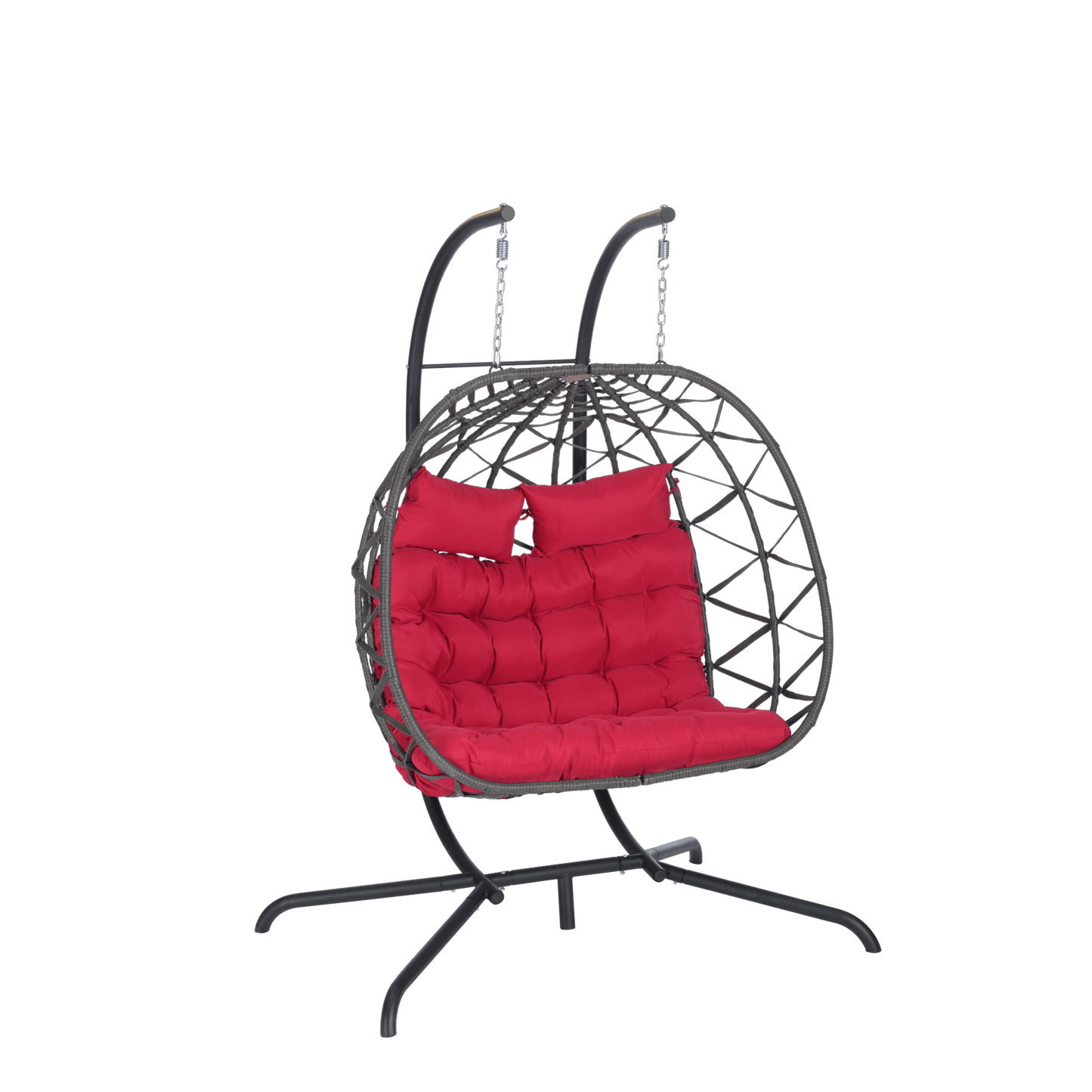 Cozy Two Person Outdoor Rattan Hanging Chair Wicker Egg Swing For Patio Relaxation