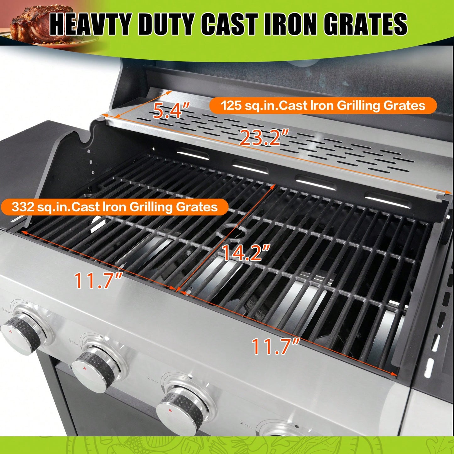 4 Burner Stainless Steel Propane Grill With Side Burner 46500 BTU Outdoor Barbecue For Patio And Garden