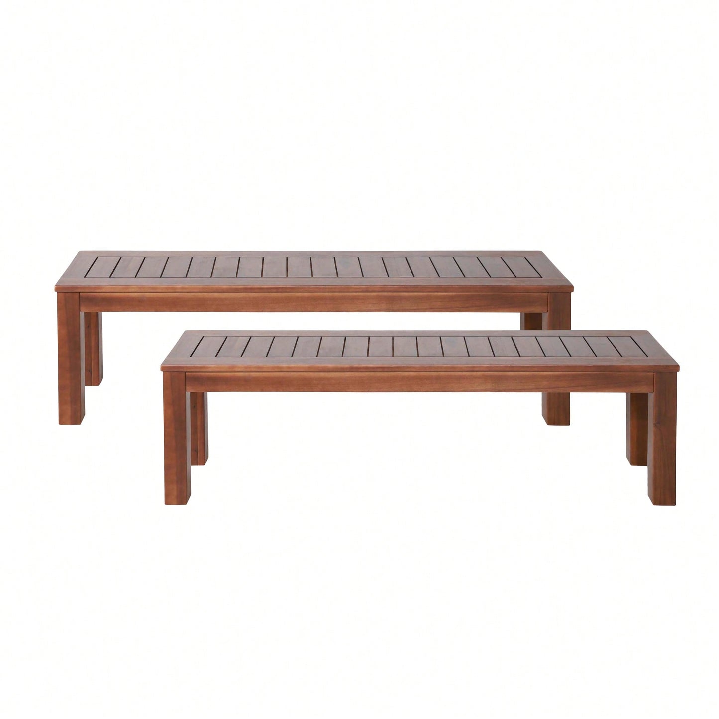 Set Of 2 Elegant 61.75 Inch Outdoor Benches For Patio And Garden Seating