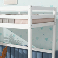 Twin High Loft Bed With Rubber Wood, Safety Guardrail, Built-In Desk And Ladder White