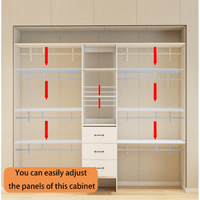8FT Walk-In Closet Organizer Adjustable Shelves Expandable Hanger Rods Drawers Built-In Garment Rack 96L X 16W X 82H White Supports 1000LBS