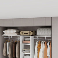 8FT Walk-In Closet Organizer Adjustable Shelves Expandable Hanger Rods Drawers Built-In Garment Rack 96L X 16W X 82H White Supports 1000LBS