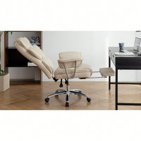 Big And Tall Ergonomic Executive Office Chair With Footrest High Back Leather Reclining Computer Chair For Home Office Black