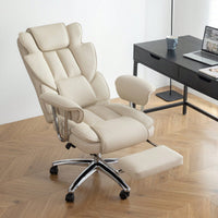 Big And Tall Ergonomic Executive Office Chair With Footrest High Back Leather Reclining Computer Chair For Home Office Black