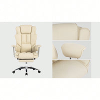 Big And Tall Ergonomic Executive Office Chair With Footrest High Back Leather Reclining Computer Chair For Home Office Black
