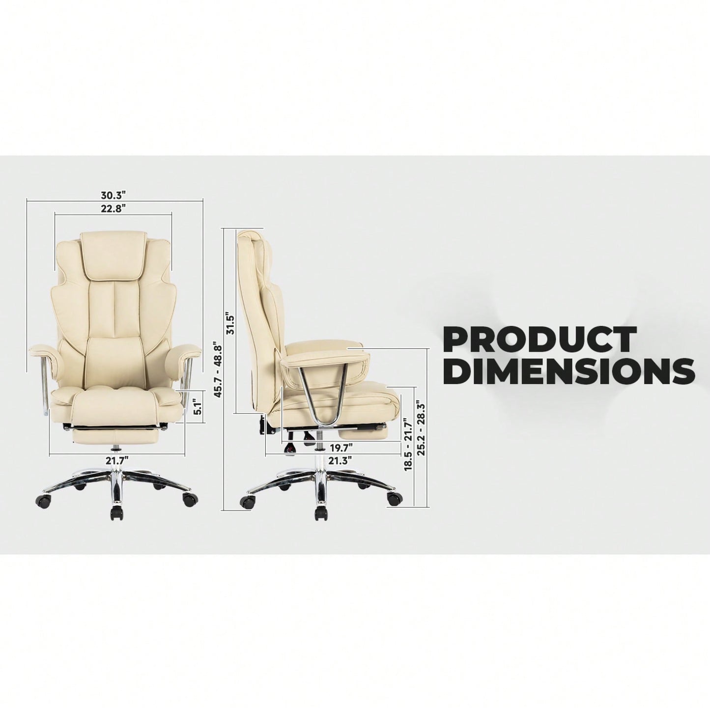 Big And Tall Ergonomic Executive Office Chair With Footrest High Back Leather Reclining Computer Chair For Home Office Black