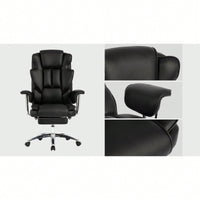 Big And Tall Ergonomic Executive Office Chair With Footrest High Back Leather Reclining Computer Chair For Home Office Black