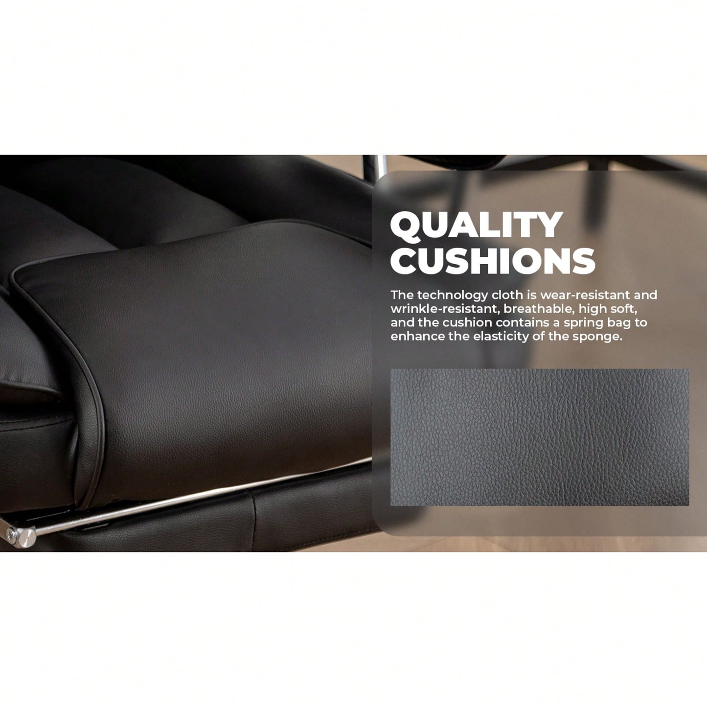 Big And Tall Ergonomic Executive Office Chair With Footrest High Back Leather Reclining Computer Chair For Home Office Black
