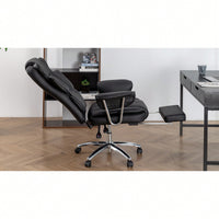 Big And Tall Ergonomic Executive Office Chair With Footrest High Back Leather Reclining Computer Chair For Home Office Black