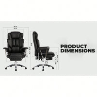 Big And Tall Ergonomic Executive Office Chair With Footrest High Back Leather Reclining Computer Chair For Home Office Black